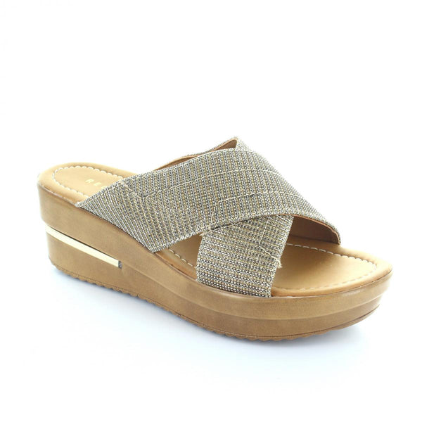 Sandalias Dama Brillos con Plataforma