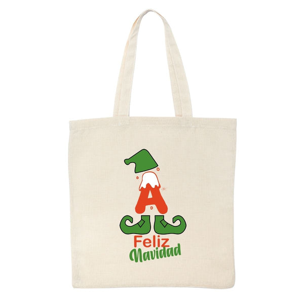 Tote Bag Bolsa de Manta Navideña Iniciales