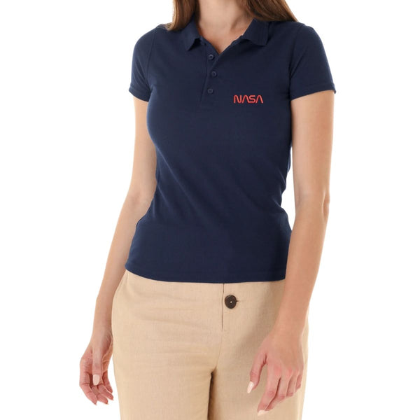 Playera Tipo Polo Piqué Mujer Nasa Worm Rojo Bordado