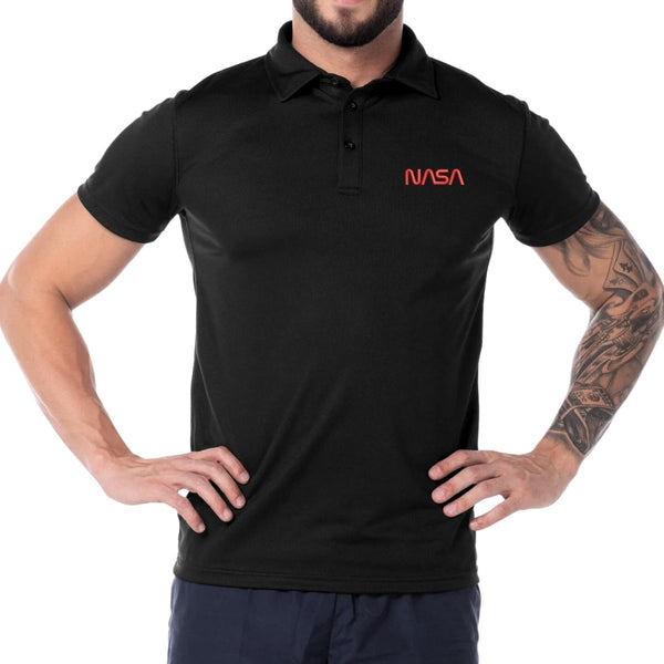 Playera Tipo Polo Hombre Nasa Worm Rojo Bordado