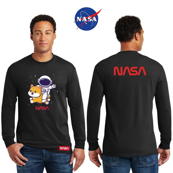 Playera M Larga Nasa Hombre Perro Astronauta