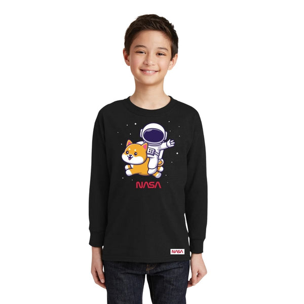 Playera Manga Larga Niños Nasa Perro Astronauta
