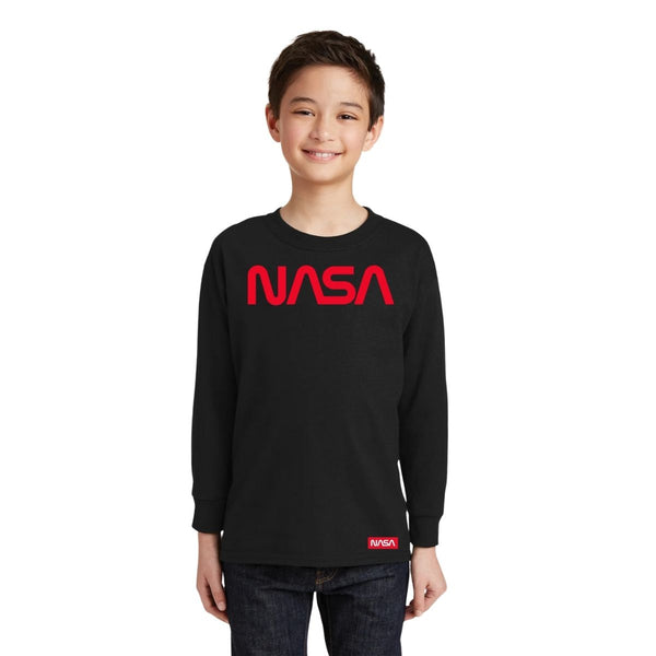 Playera Manga Larga Niños Nasa Worm Red
