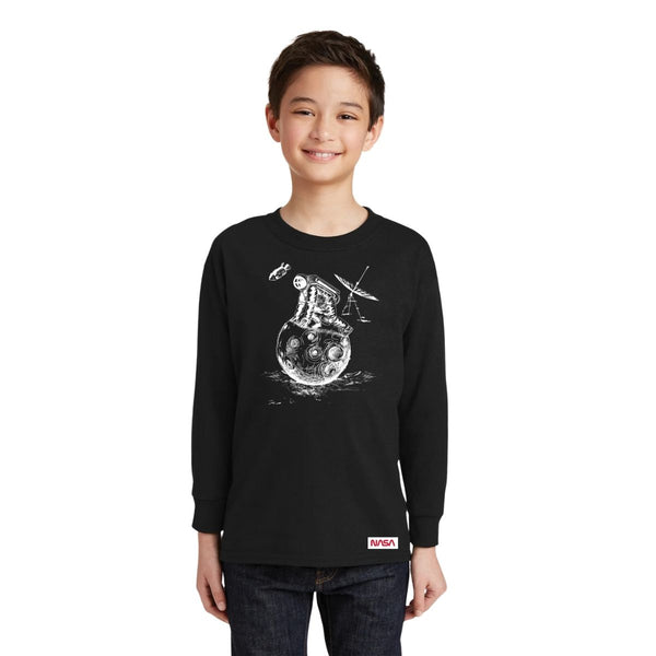 Playera Manga Larga Niños Nasa Luna
