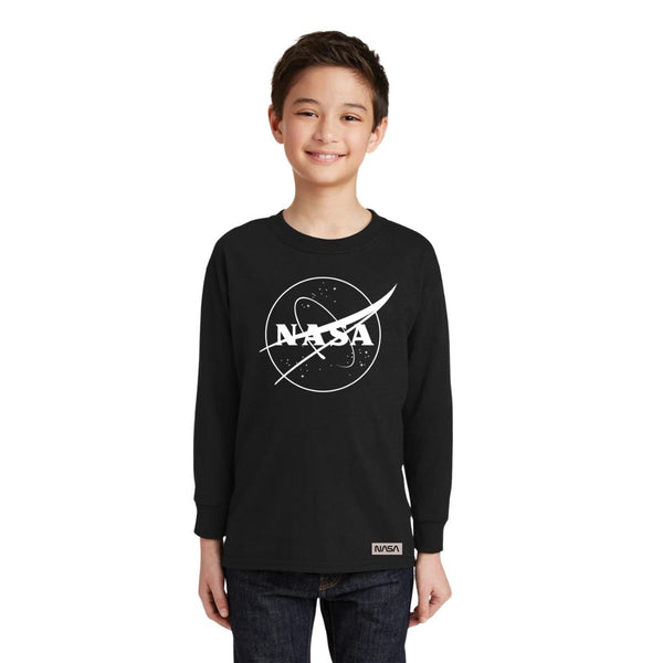 Playera Manga Larga Niños Nasa Monocromático