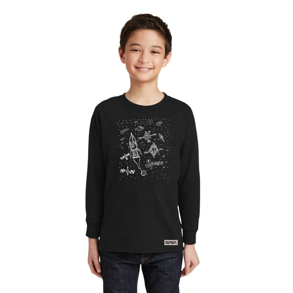 Playera Manga Larga Niños Nasa Space