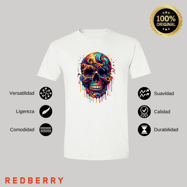 Playera Hombre Calavera Psicodélico 000100