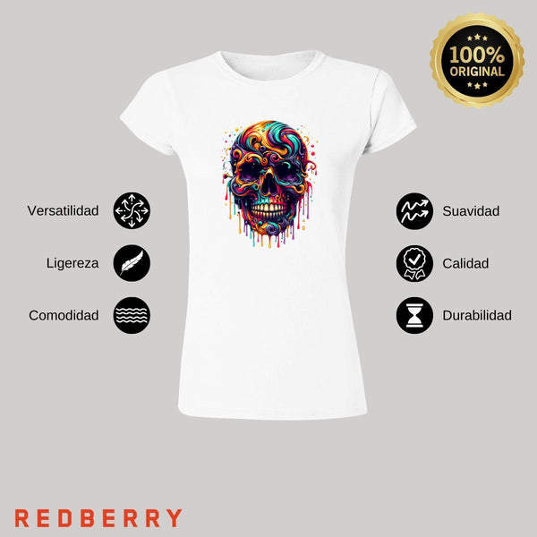 Playera Mujer Calavera Psicodélico 000100B