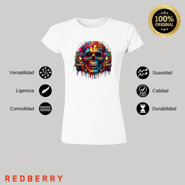 Playera Mujer Calavera Psicodélico 000122B