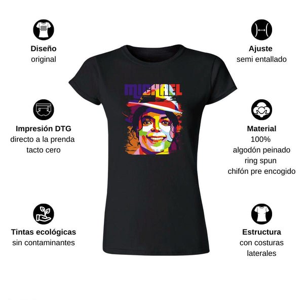 Playera Mujer Michael Jackson Pop Art Cantante 000131N