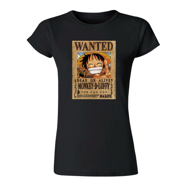 Playera Mujer Anime One piece Wanted Luffy 000342N