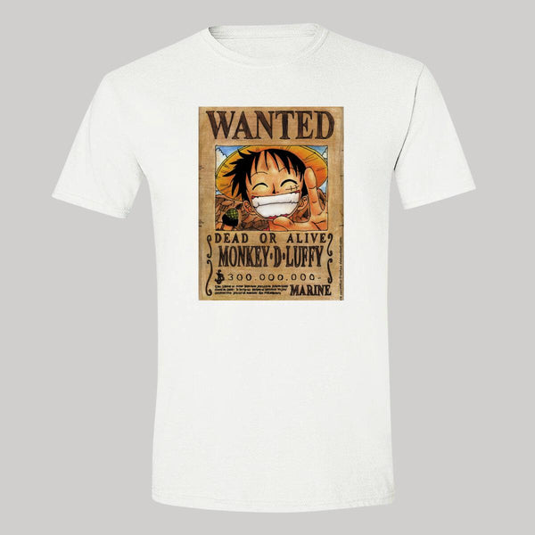 Playera Hombre Anime One piece Wanted Luffy 000342B