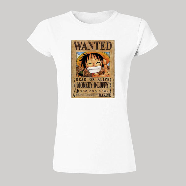 Playera Mujer Anime One piece Wanted Luffy 000342B