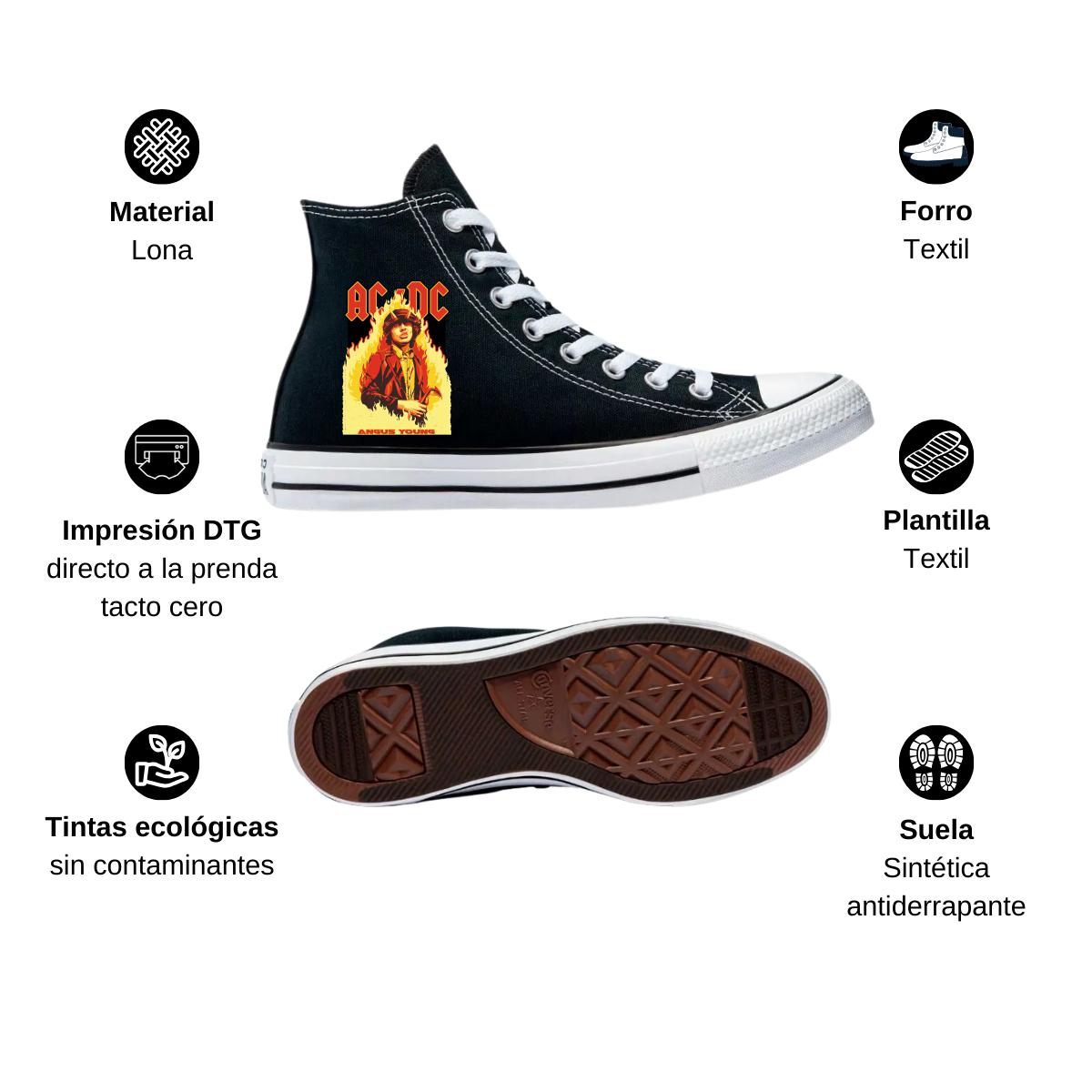 Tenis Converse Chuck Taylor All Star Bota AC DC 843N Redberry