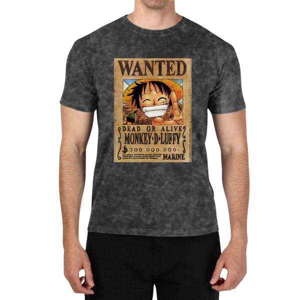 Playera Hombre M Wash Anime One piece Wanted Luffy 342