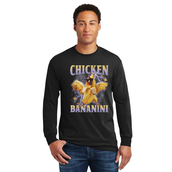 Playera Manga Larga Hombre Brainrot Chicken Banana 001187
