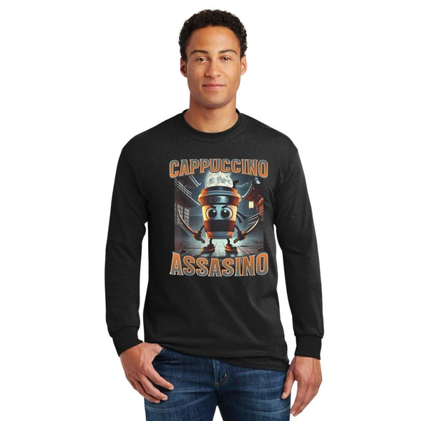 Playera Manga Larga Hombre Brainrot Cappuccino Assassino 001196