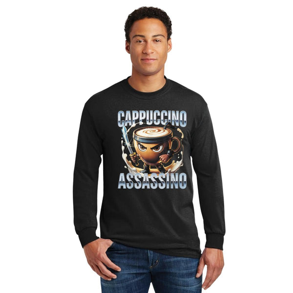 Playera Manga Larga Hombre Brainrot Cappuccino Assassino 001205