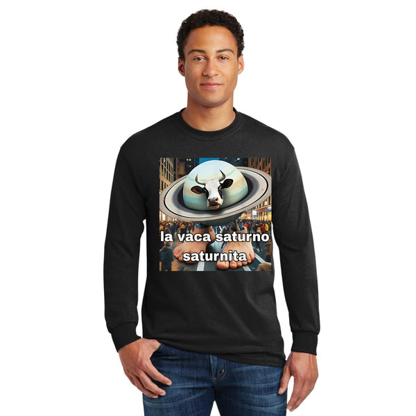 Playera Manga Larga Hombre Brainrot Vaca Saturno Saturnita 1225