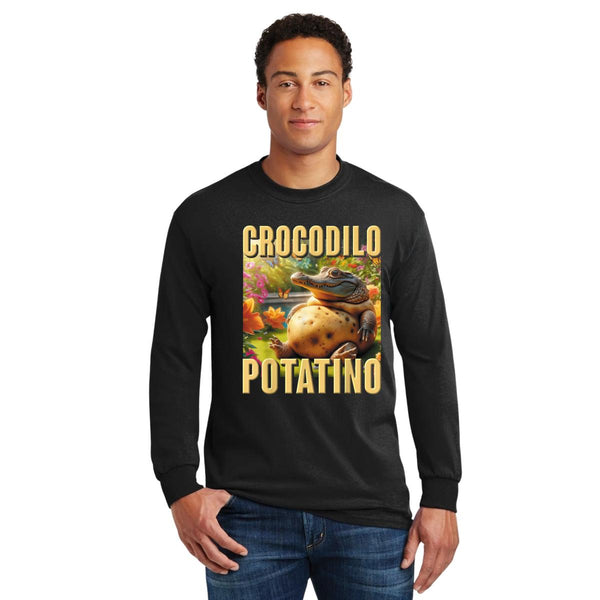 Playera Manga Larga Hombre Brainrot Crocodilo Potatino 001233