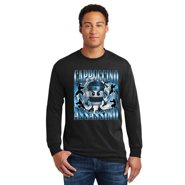 Playera Manga Larga Hombre Brainrot Cappuccino Assassino 001235