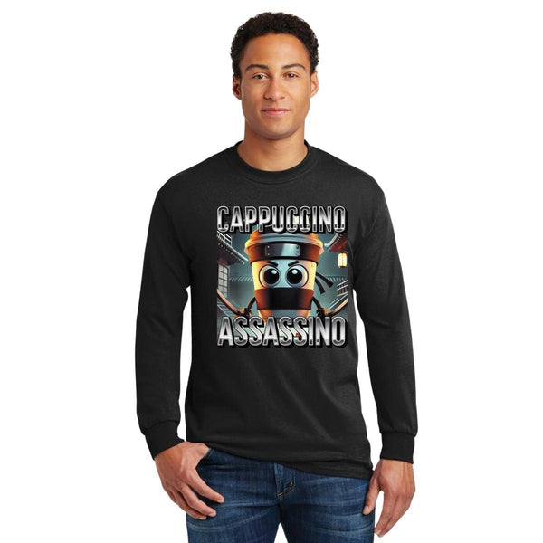 Playera Manga Larga Hombre Brainrot Cappuccino Assassino 001246