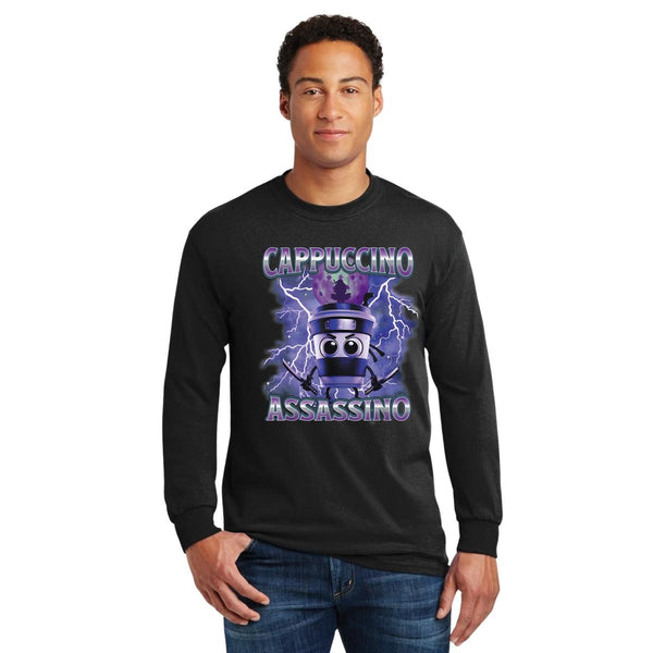 Playera Manga Larga Hombre Brainrot Cappuccino Assassino 001260