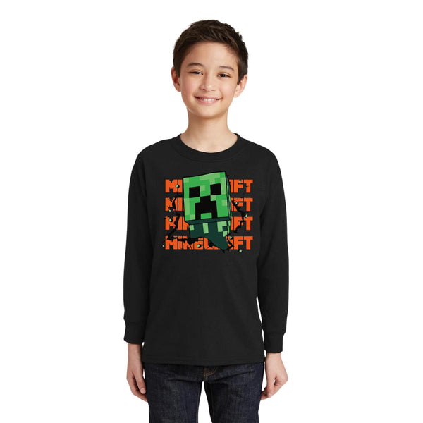Playera Manga Larga Niños Video Juego Minecraft Creeper
