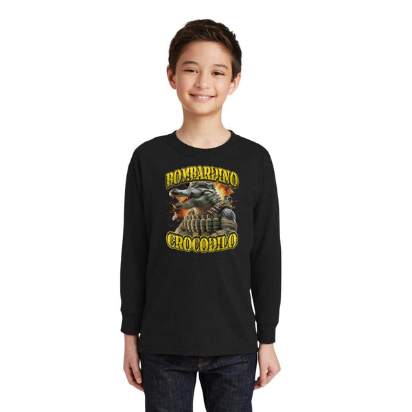 Playera Manga Larga Niños Brainrot Bombardino Cocodrilo 1191