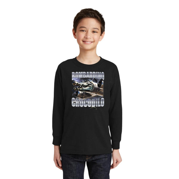 Playera Manga Larga Niños Brainrot Bombardino Cocodrilo 1208