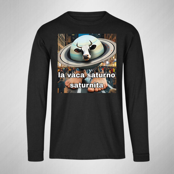 Playera Manga Larga Niños Brainrot Vaca Saturno 001225