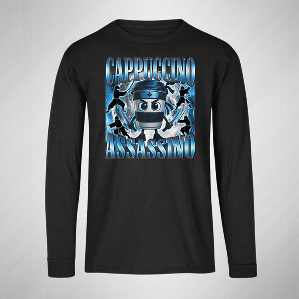 Playera Manga Larga Niños Brainrot Cappuccino Assassino 1235