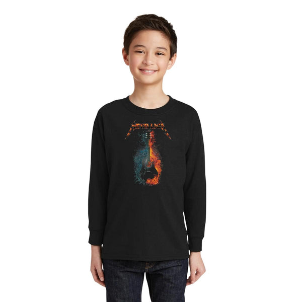 Playera Manga Larga Niños Rock Metallica Guitarra 000604