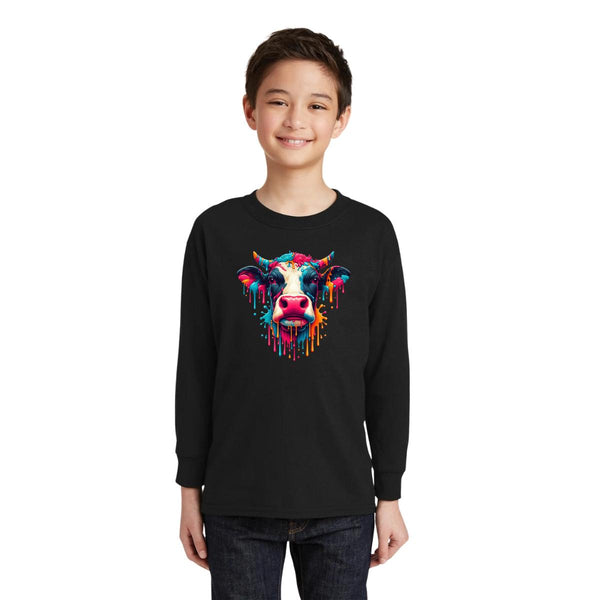 Playera Manga Larga Niños Vaca Psicodélico 000046