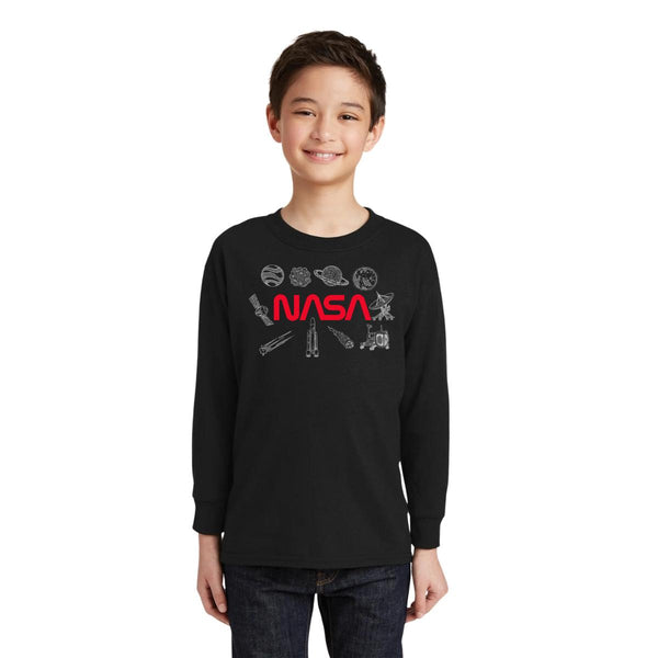 Playera Manga Larga Niños Nasa Espacio