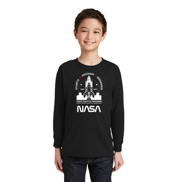 Playera Manga Larga Niños Nasa Cohete Espacial