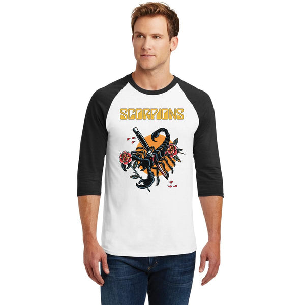 Playera Raglán Manga 3/4 Hombre Rock Scorpions Knife 000618