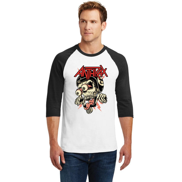 Playera Raglán Manga 3/4 Hombre Rock Anthrax Calavera 000858