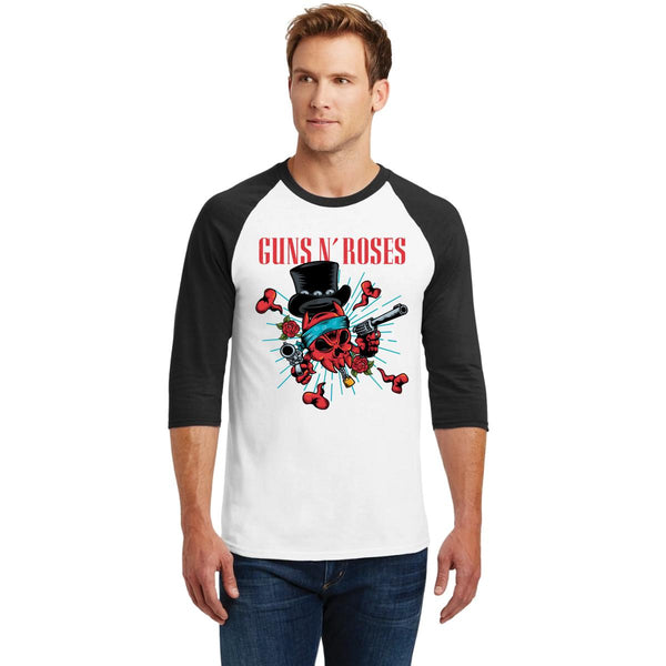 Playera Raglán Manga 3/4 Hombre Rock Guns N' Roses Póster 000891