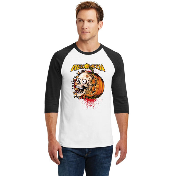 Playera Raglán Manga 3/4 Hombre Rock Helloween Calavera 000895