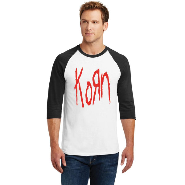 Playera Raglán Manga 3/4 Hombre Rock Korn Logo 000901