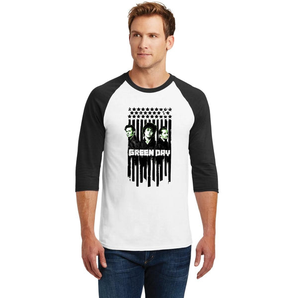 Playera Raglán Manga 3/4 Hombre Rock Green Day Póster 000910