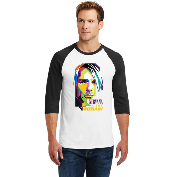 Playera Raglán Manga 3/4 Hombre Rock Nirvana Kurt Cobain 000932