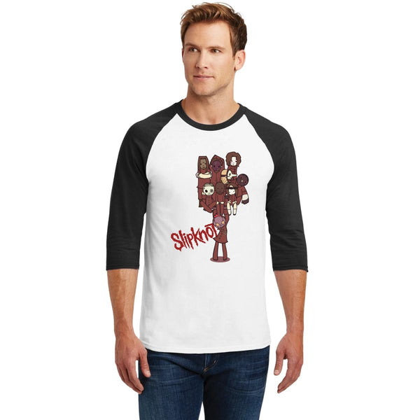 Playera Raglán Manga 3/4 Hombre Rock Slipknot Máscaras 000980