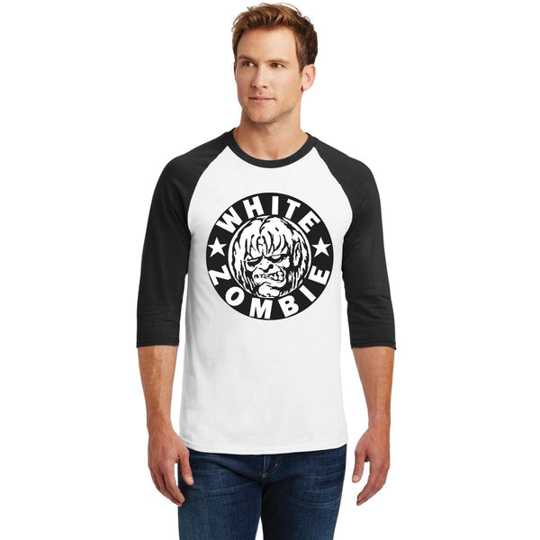 Playera Raglán Manga 3/4 Hombre Rock White Zombie Póster 000991