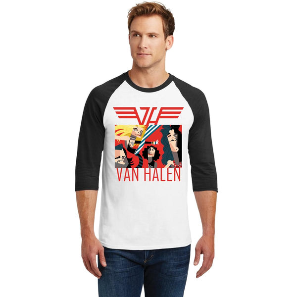 Playera Raglán Manga 3/4 Hombre Rock Van Halen Póster 001007