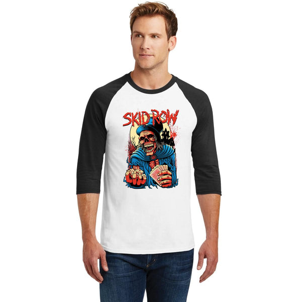 Playera Raglán Manga 3/4 Hombre Rock Skid Row Esqueleto 001015
